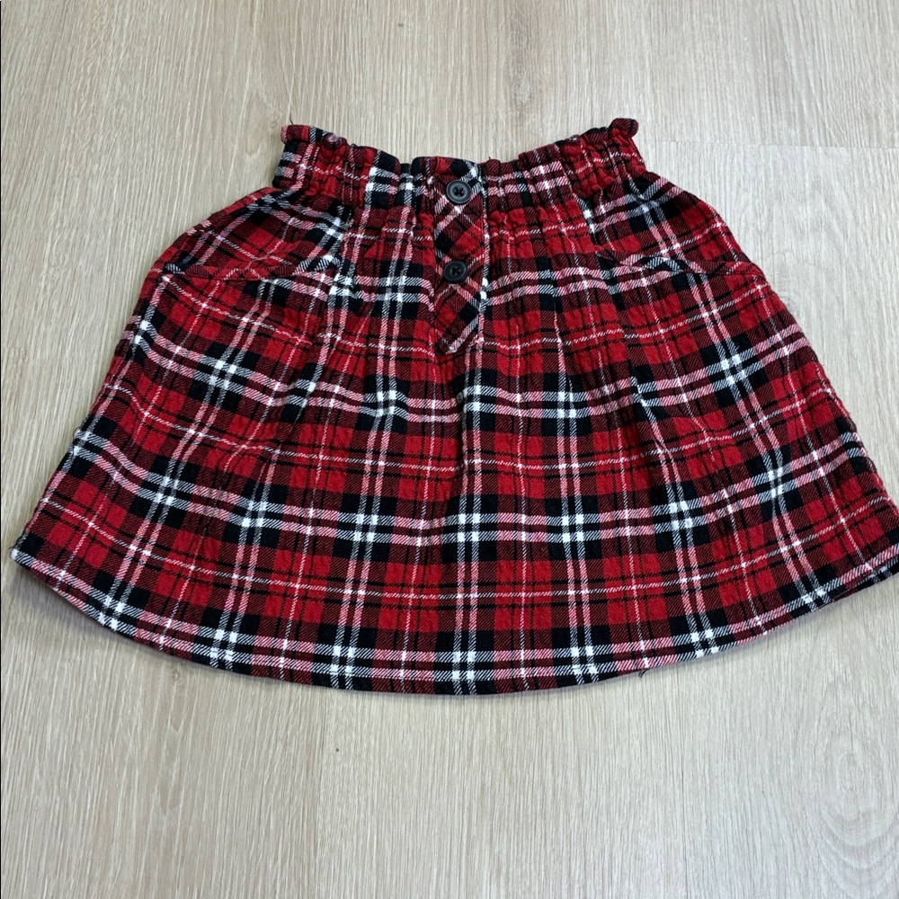 Zara Red and Black Plaid Skirt